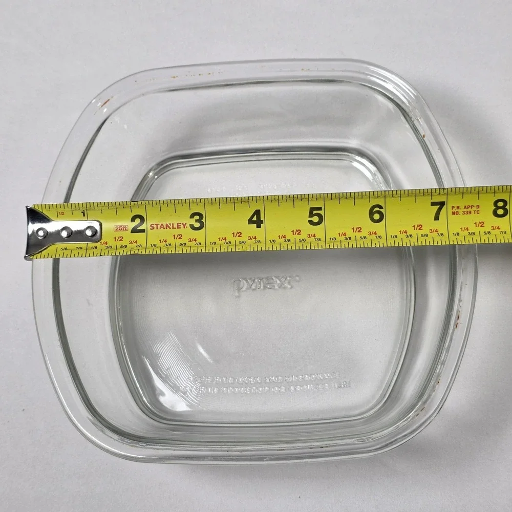 Pyrex Casserole Dish Unisex 4.5 Cup Clear 8100 Square Glass Oven Microwave Safe